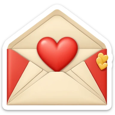 Cream-colored Letter Envelope with a heart creamy color in the middle sticker