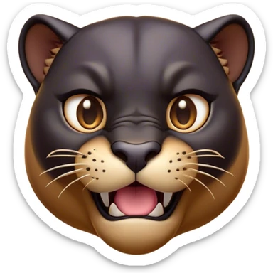 Cinematic Comical Panther Portrait Emoji, Head tilted dramatically with an exaggeratedly shocked expression, featuring a sleek, muscular body with wide, comically expressive eyes full of humorous disbelief, Simplified yet hilariously expressive features, highly detailed, glowing with a slightly sassy dark glow, high shine, dramatic yet playful, stylized with an air of quirky feline attitude, soft glowing outline, capturing the essence of a meme-worthy panther that looks ready to side-eye its way into viral fame! sticker