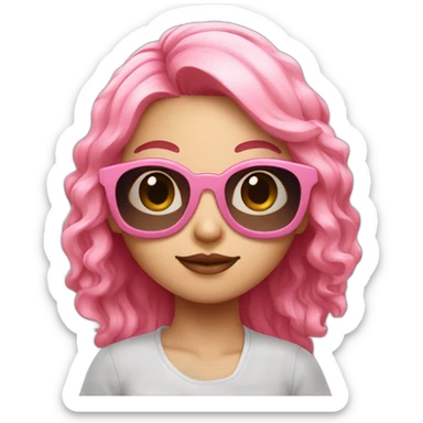 Taiwanese girl with pink hair and wearing raybon sunglasses sticker