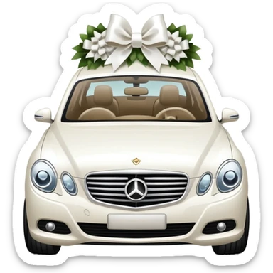 Luxury car with wedding decorations, on the side sticker