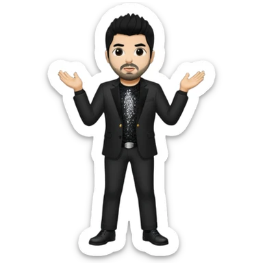 Chino Moreno with black hair, black sequin tour outfit sticker
