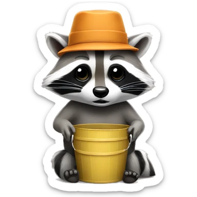 Raccoon with a bucket hat  sticker