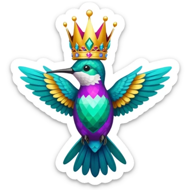 hummingbird with crown heart sticker
