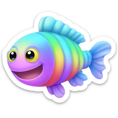 Baby Kawaii bedazzled pastel neon rainbow caterpillar fish sticker