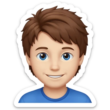 Fluffy brown hair whit blue eyes boy sticker