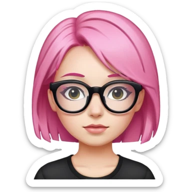 Pink hair girl with black glasses sticker