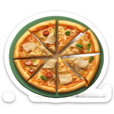 Pizza eating Chinese food sticker
