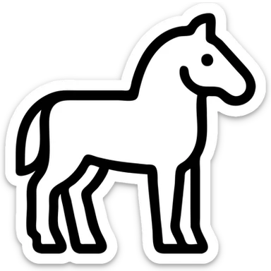 simple horse icon, minimalist and bold, clean black outlines, no fill, modern icon style sticker