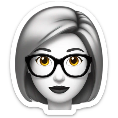 Femme-cheveux-noir-très-court-lunettes sticker