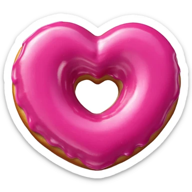 Realistic isolated heart shaped donut with Fuchsia color. sticker