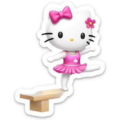 hello kitty doing splits during gymnastics balance beam sticker