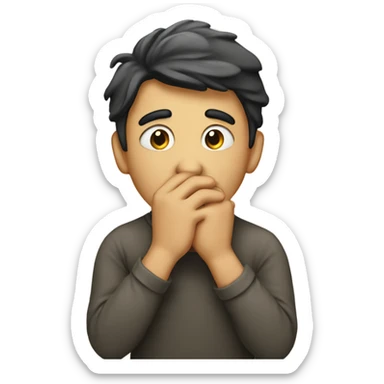 someone sighing and covering his mouth sticker
