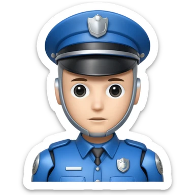 half robot cop sticker