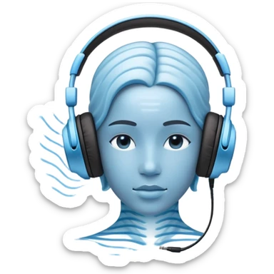 a living being made of sound waves listening to music with headphones sticker