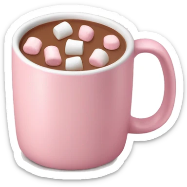 Light Pink mug of hot chocolate with marshmallows  sticker