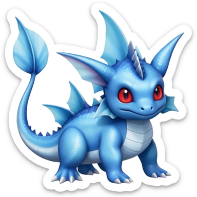 Edgy cool Lapras-Vaporeon-hybrid full body, four legs, red eyes,  sticker