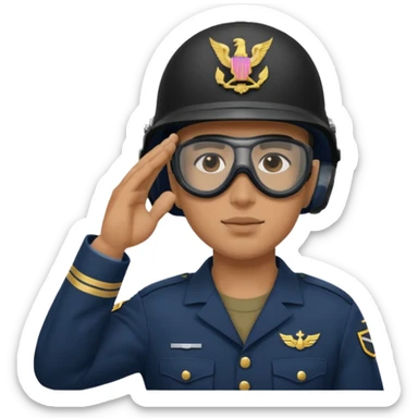 Soldier saluting with helmet + navy mask sticker