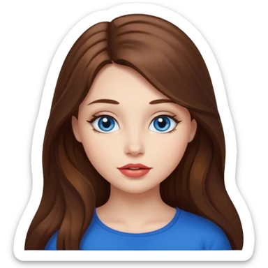 Beautiful girl with long hair, blue eyes  and plump lips  sticker