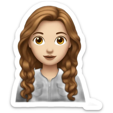 white girl whit brown hair sticker