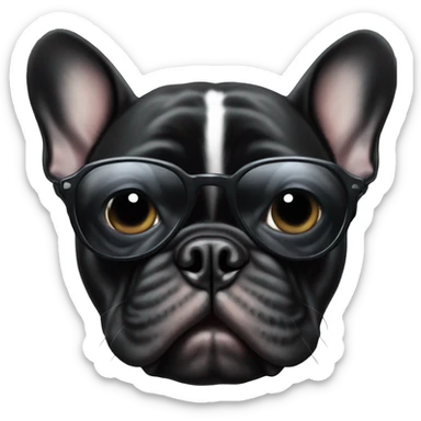Black French bulldog with sunglasses  sticker
