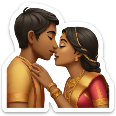 Indian Boy kisses indian girl sticker