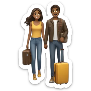 girl and guy with suitcases sticker