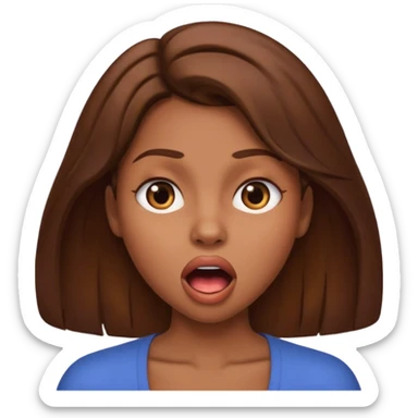 Woman brown hair. Mouth open. Not smiling. Very Large chest. sticker