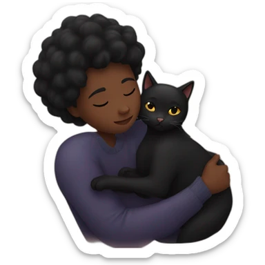 black cat and human cuddling sticker