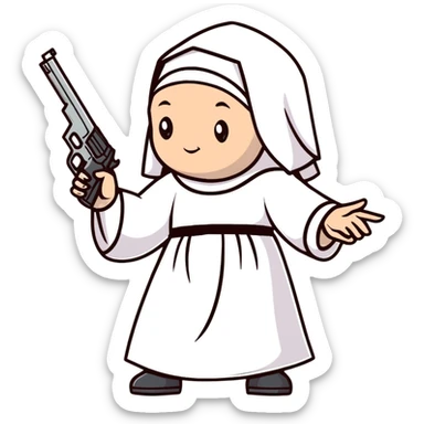 stylish nun holding a gun sticker