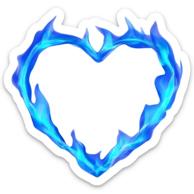 Flaming heart with blue color and smoke sticker