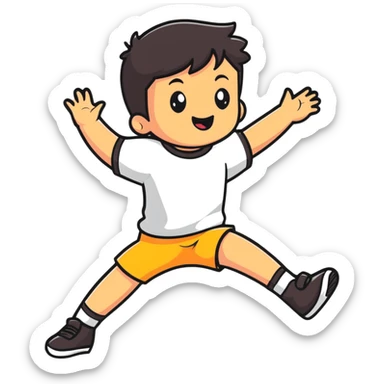 playful kid jumping sticker
