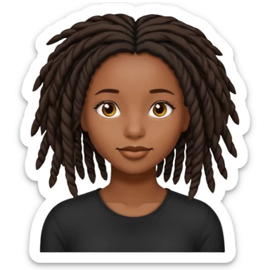 a pretty black girl with black shoulder lengh locs sticker