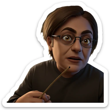 boy with glasses in focus sticker