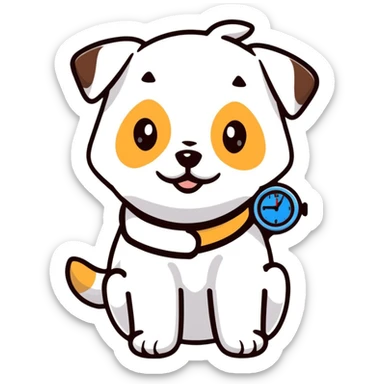 cute puppy holding a digital clock sticker
