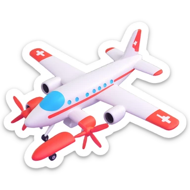 3D cartoon bomber airplane, fun design, saturated colors, childlike proportions sticker