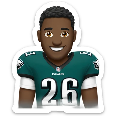Eagles player wearing 26 smiling sticker