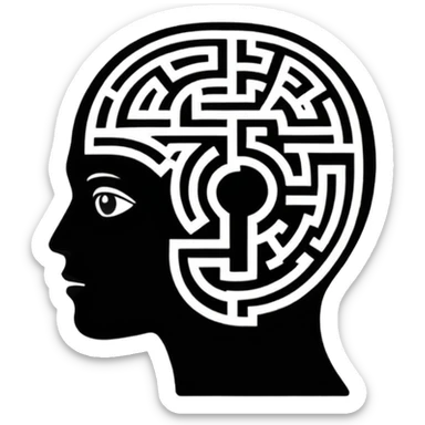 silhouette of a head with a maze inside sticker