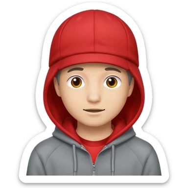 Red hoodi emoji and grey cap sticker