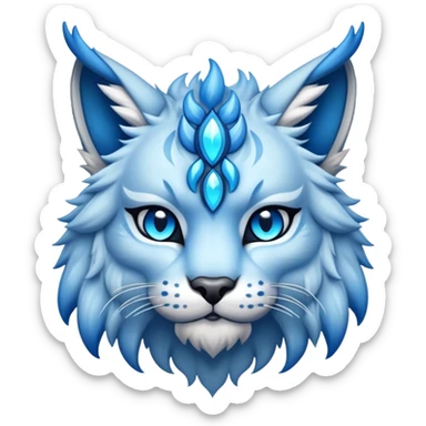 A blue fantasy-lynx-fakemon-creature-hybrid sticker