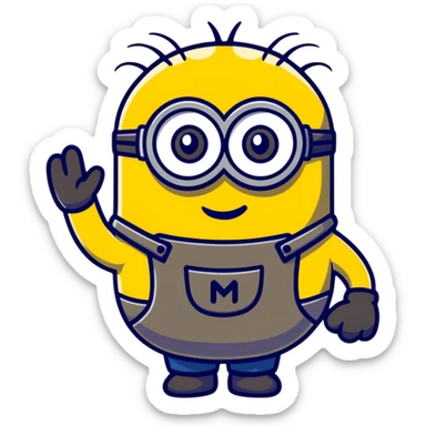 Minion character waving sticker