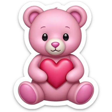 Mayo teddy bear Pink heart  sticker