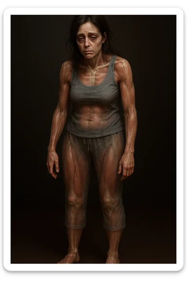 donna con insonnia frequenti in 3D realistica, donna stanca immagine anatomica sticker