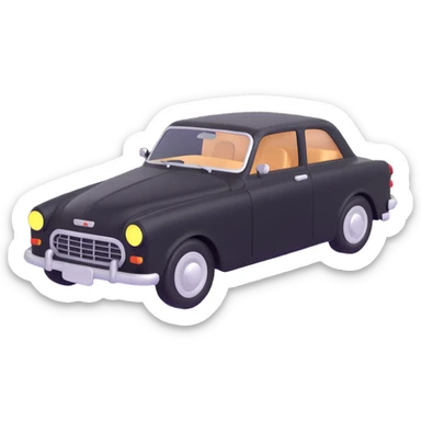 black car, 3D style, cartoonish proportions, playful sticker