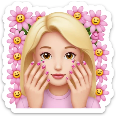 nails emojis, nail artist flowers all pink and aesthetic sticker
