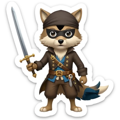 Pirate wolf full body  sticker