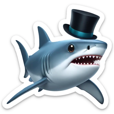 Shark with a top hat sticker