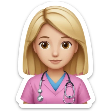 Brown to blonde ombré hair nurse in pink scrubs sticker