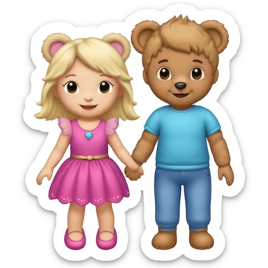 Teddy and fairy as couple sticker