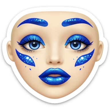 blue lipstick with glitter sticker