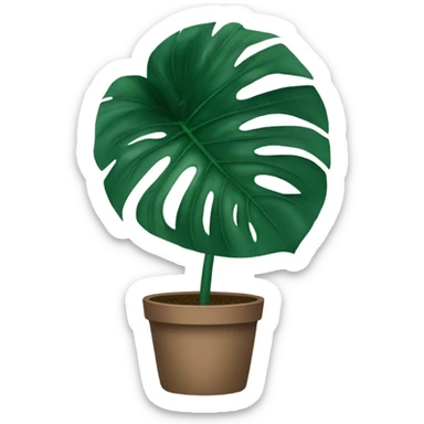 Make a dark green monstera leaf sticker